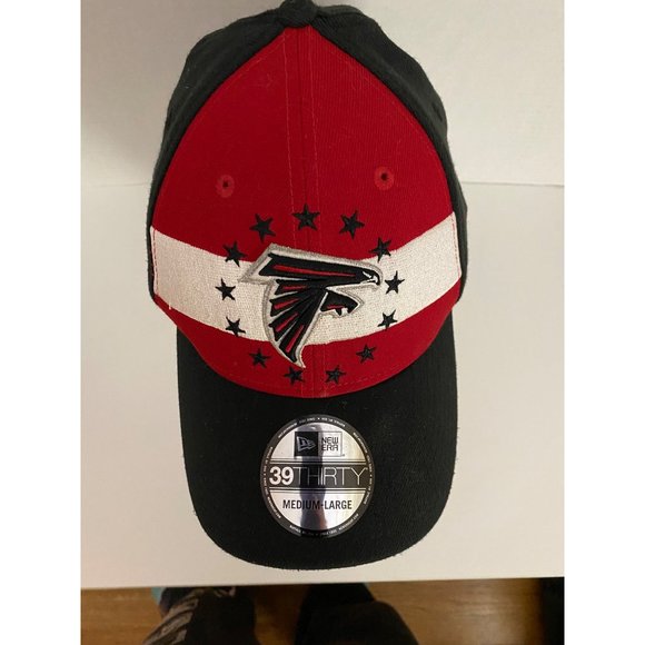 New Era Atlanta Falcons 39Thirty Fitted Hat Medium-Large NFL Draft Black/Red Cap - Picture 9 of 13
